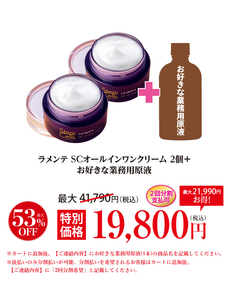 ラメンテ SCオールインワンクリーム2個+お好きな業務用原液