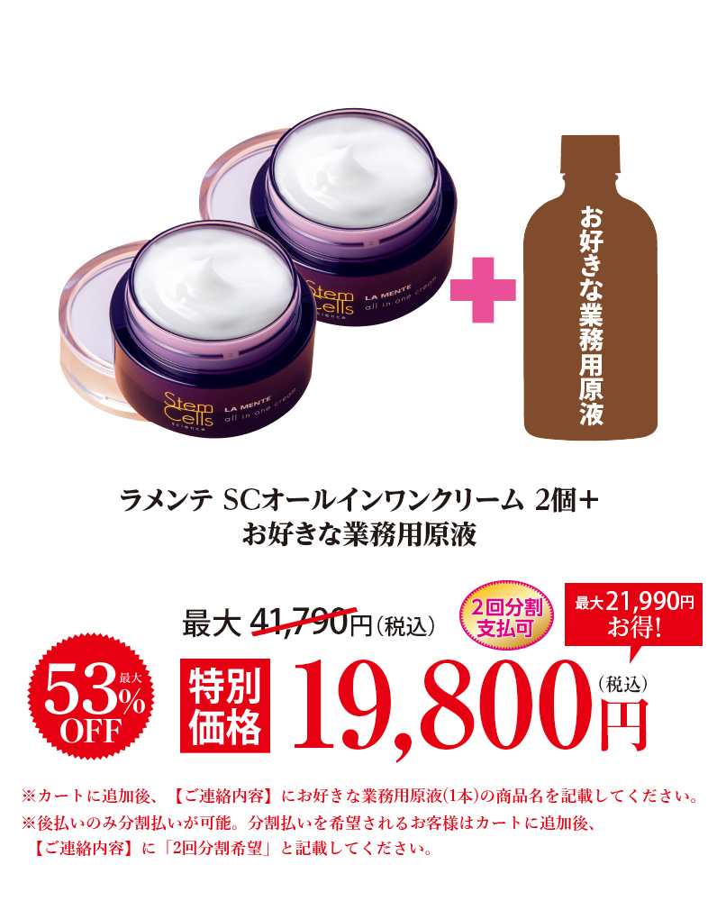 ラメンテ SCオールインワンクリーム2個+お好きな業務用原液