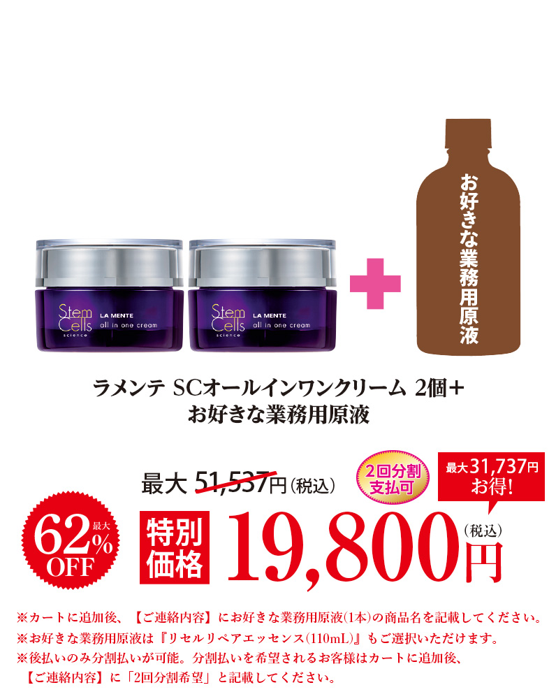 ラメンテ SCオールインワンクリーム2個+お好きな業務用原液