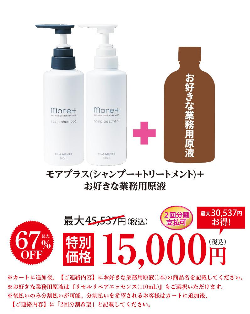 モアプラス(シャンプー+トリートメント)+お好きな業務用原液
